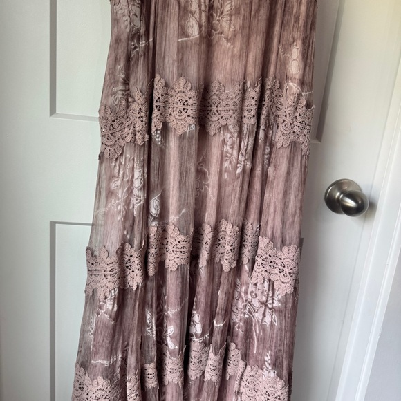 BHLDN Lace Maxi Dress Size 4 Purple Rose Gold Formal Dress Wedding Guest Elegant - Picture 13 of 15
